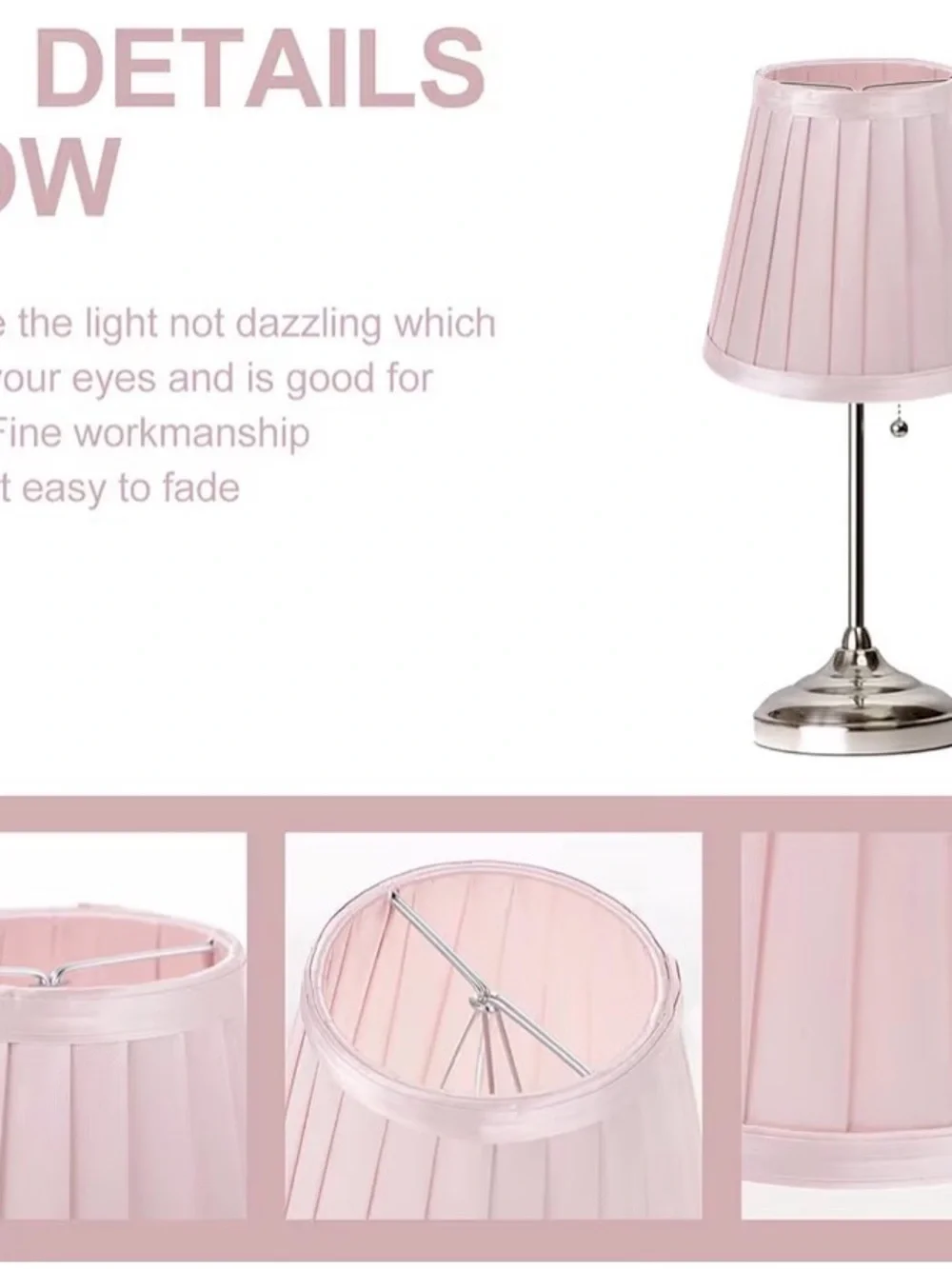 Beaupretty Clip On Lamp Shade, Small Pleated Lampshade